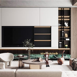 304网红极简不锈钢电视壁龛轻奢嵌入式金属壁柜电视柜定制背景墙