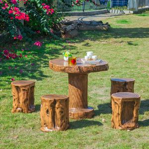 户外庭院桌椅露天阳台公园休闲小圆桌子凳子高防树桩茶几防水防晒