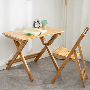 竹写字桌实小学生书桌木家用课桌可折叠儿童学习桌可升降桌椅套装