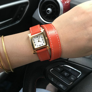 美菲默手表网红H款石英时尚女表双层真皮长表带数字盘防水女手表
