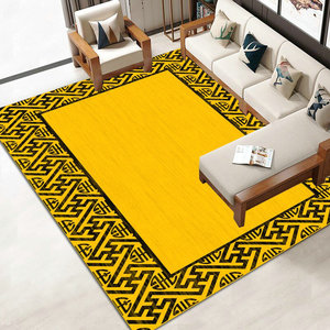 中式万字风水客厅地毯茶几沙发家用地垫金黄色跪拜复古祠堂长方形