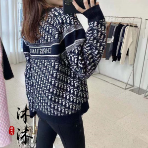 dior/迪奥 21新款 双面穿老花字母logo 羊绒针织衫毛衣女外套男