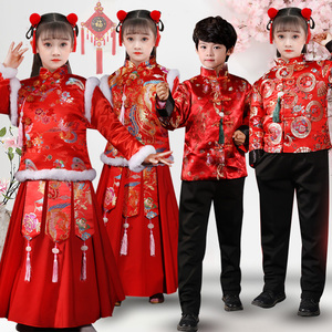男女童拜年服秋冬加棉儿童过年喜庆服装中国风元旦合唱服礼服唐装