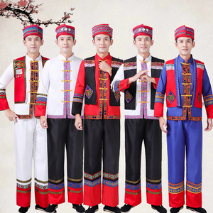男少数民族演出服壮族苗族侗族黎族葫芦丝傣族广西三月三表演服装