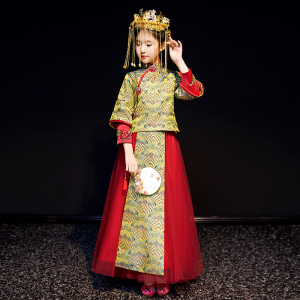 2019春夏新款儿童礼服女童古装中式秀禾服花童中国风古筝演出旗袍