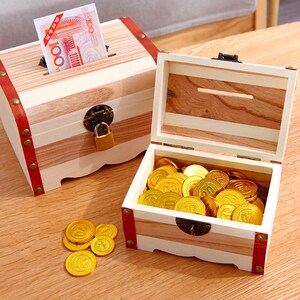 定制储蓄罐带锁储钱箱可爱大号家用复古收纳箱个性存钱男孩儿童