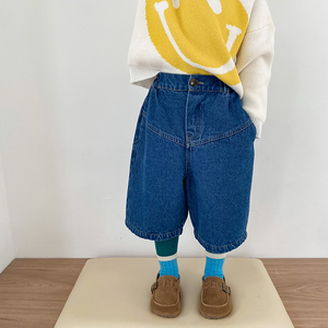 儿童八分裤男童春款2021新款休闲裤牛仔阔腿裤宝宝薄款宽松裤子潮