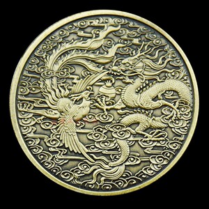仿真龙凤呈祥纪念币金币银币古铜币生肖龙凤纪念币幸福凤凰硬币