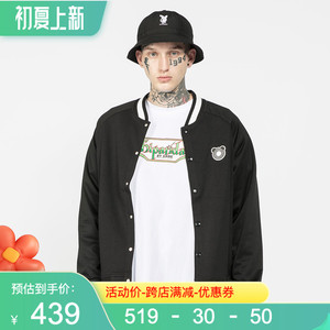 hipanda你好熊猫设计潮牌国潮男款网布印花运动棒球服休闲外套