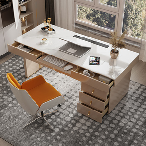 意式极简岩板现代轻奢书桌椅子一套电脑设计感老板办公桌1.4米1.