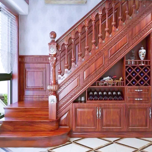 开步上海直销定制实木红橡木榉木整体别墅柜式酒柜式旋梯楼梯安装