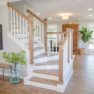 开步新款中国大陆整体简约直梯旋转靠墙复式阁楼跃层别墅楼梯扶手