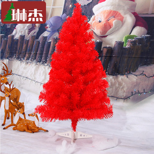 琳杰60CM加密红色圣诞树圣诞节日布置装饰用品小型90CM红色圣诞树