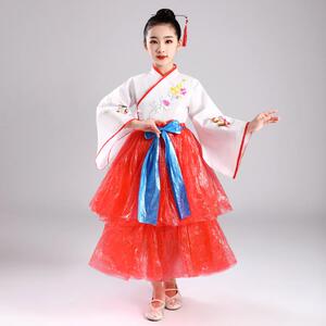 女童材料手工幼儿园汉服演出服亲子走秀古装时装秀新款环保服儿童