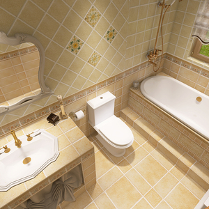 田园仿古砖165小美式复古砖 厨房卫间生厕所浅米色 奶白 瓷砖花砖