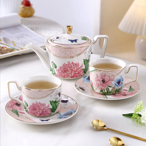 家用简约下午茶陶瓷茶具韩式花茶套装创意整套咖啡具北欧咖啡杯碟
