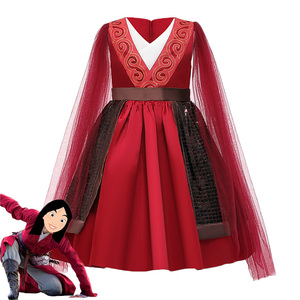 儿童花木兰战袍cosplay衣服 女童万圣节连衣裙小女孩表演演出服装