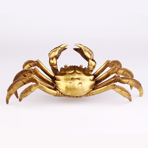 聚缘阁黄铜螃蟹摆件金钱铜蟹中式家居摆件大螃蟹
