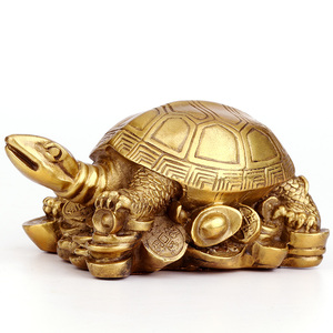 聚缘阁黄铜乌龟摆件金钱龟底下铜钱元宝家用家居装饰工艺品摆设