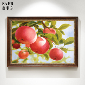 餐厅油画纯手绘玄关装饰画美式现代简约客厅高档挂画水果壁画苹果
