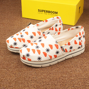 调色板帆布鞋涂鸦女鞋老北京内增高松糕鞋软底防滑懒人鞋女潮鞋秋