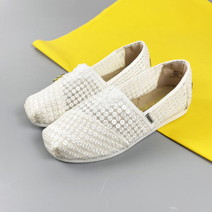 调色板女鞋蕾丝布鞋一脚蹬懒人鞋网纱帆布鞋百搭透气单鞋孕妇鞋子