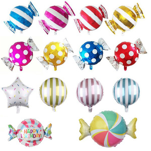 18寸印花生日快乐风车糖果铝膜气球ins五角星宝宝周岁派对趴布置