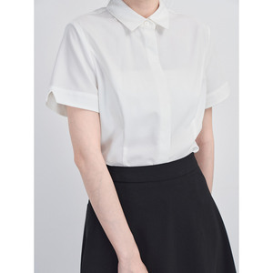 莱伦斯布白色短袖衬衫女夏职业正装衬衣气质显瘦通勤上衣面试套装