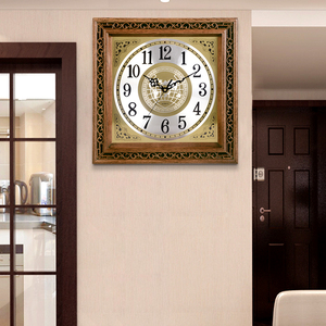 汉时挂钟钟表客厅新中式实木镂空雕花装饰方形大挂表复古时钟HW80