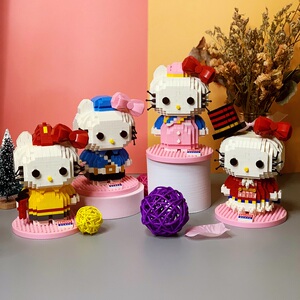 贝乐迪18099kt猫拼插微小颗粒女孩积木益智成年玩具模型兼容乐高