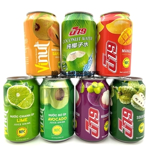 越南饮料Vinut果汁椰子青柠山竹果味饮料J79整箱24罐多省包邮进口
