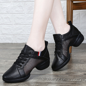 真皮舞蹈鞋女软底 全牛皮广场舞跳舞鞋夏天广场舞鞋外穿时尚 白色