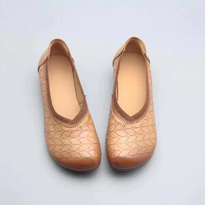 佰丹莉真皮浅口女鞋2022民族风时尚休闲鞋英伦百搭潮流女单鞋2203