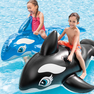 水上乐园充气游泳池漂浮玩具儿童游泳圈海豚冲浪坐骑虎鲸大鲨鱼