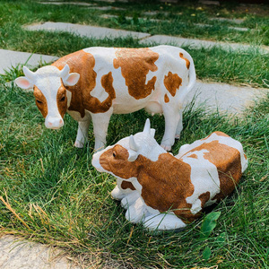 仿真奶牛模型装饰摆件民宿农家乐居家花园庭院田园风礼物树脂雕塑