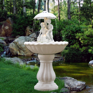 欧式流水喷泉水景花园装饰庭院摆件家用客厅加湿白色婚庆用品花园
