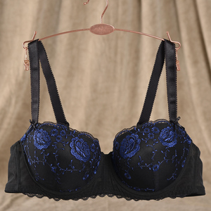 欧美大罩杯文胸刺绣胖mm超大码内衣女士薄款 四排扣 上托性感胸罩