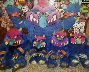 美国中古my pet monster 蓝色小怪兽怀旧毛绒玩具古董娃娃vintage