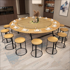 大圆桌简易家用桌子可折叠餐桌12人圆形桌面酒店饭台转盘吃饭圆桌