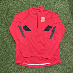 足球鲨鱼皮国足训练服外套长袖半拉链球服红色世界杯中国队球衣