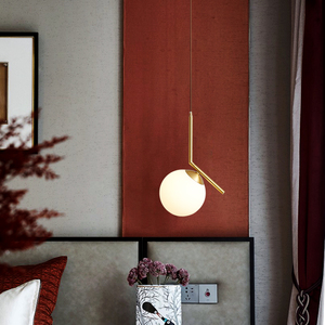 现代简约北欧餐厅卧室床头吊灯极简创意个性全铜玻璃咖啡厅圆球灯
