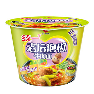 统一 来一桶 老坛泡椒牛肉面105g/桶方便面 辣的过瘾