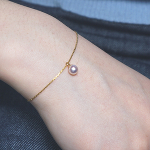 claire天然极光单颗珍珠手链女生简约小粒14k金细高级感闺蜜手饰
