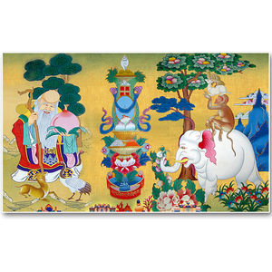 十字绣六长寿和睦四瑞图吉祥八宝2021新款客厅藏传佛教贴5d钻石画