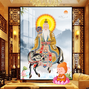 十字绣太上老君骑牛图2021新款印花线绣道教太清道德天尊5d钻石画