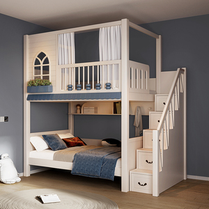 木梵柏儿童家具厂淘宝实木2022新款上下床一床变三床上下铺双层儿童