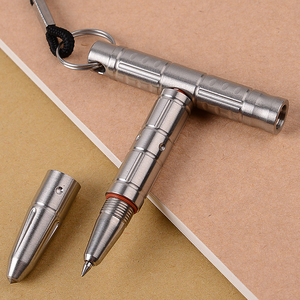 不锈钢T型战术笔多功能签字笔 EDC破窗器 户外防身工具攻击防卫笔