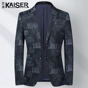 kaiser/凯撒商务休闲西服套装男士韩版修身正装西装印花职业礼服