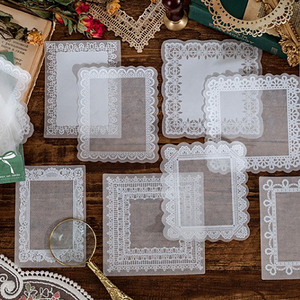 半透明蕾丝素材纸 雪梨纸心心长条蕾丝边框小清新少女手帐拼贴装饰纸