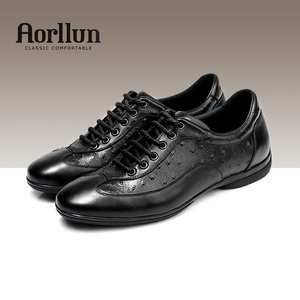 aorllun/奥勒伦鸵鸟纹男鞋真皮男士高档皮鞋男休闲鞋英伦时尚宴会